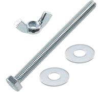 AERZETIX - Kit ensemble de 25 écrous papillons à oreilles M6 + 50 rondelles plates larges pour vis M6 + 25 boulons M6x70 mm à tête hexagonale - en acier