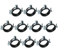 AERZETIX - Lot de 10 Colliers Isophoniques - Support Fixation avec Joint en Caoutchouc - pour Tuyau Ø 1 3/4'' 52-56mm - DIN EN 10111 - en Acier Zingué - à Visser М8