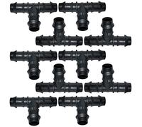 AERZETIX - Lot de 10 Raccords Répartiteurs en T Ø20mm pour Tuyau d'Arrosage - Jonction Cannelée en Plastique pour Système d'Irrigation Goutte à Goutte