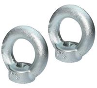 AERZETIX - Lot de 2 - Écrou à Oeil M18 - Anneau Bague de Levage - en Acier Zingué - Filetage Métrique - 850kg - Couleur Argent