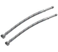 AERZETIX - Lot de 2 Flexibles de Raccordement pour Mitigeur - Femelle 1/2'' - Mâle M10 Rallongé 5cm - Longueur 300mm - Alimentation Sanitaire en Caoutchouc avec Revêtement Acier Inoxydable