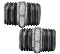 AERZETIX - Lot de 2 Mamelon Égal Mâle-Mâle 1" x 1" Zingué en Fonte - Raccord de Tuyau Fileté à Visser Double Filetage pour Plomberie-Chauffage Travaux Installation d'Eau Alimentation