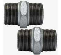 AERZETIX - Lot de 2 Mamelon Égal Mâle-Mâle 3/4"x3/4" Zingué - en Fonte - Raccord de Tuyau Fileté à Visser Double Filetage - Plomberie-Chauffage Travaux Installation d'Eau Alimentation