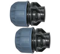 AERZETIX - Lot de 2 - Manchon Adaptateur Fileté - Réducteur de Compression Droit - Raccord Filetage Femelle 3/4" - pour Tuyau Ø32mm - en Polypropylène - Connecteur Réparateur - C51932
