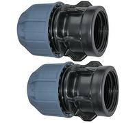 AERZETIX - Lot de 2 - Manchon Adaptateur Fileté - Réducteur de Compression Droit - Raccord Filetage Femelle 1" - pour Tuyau Ø25mm - en Polypropylène - Connecteur Réparateur