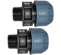AERZETIX - Lot de 2 Manchon Adaptateur Fileté - Réducteur de Compression Droit - Raccord Filetage Mâle 1" - pour Tuyau d'Eau Ø32mm - en Polypropylène - Connecteur Réparateur