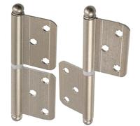 AERZETIX - Lot de 2 Paumelles Dégondables 142x43 mm pour Porte en Bois sans Feuillure - en Acier - Couleur Argent - Menuiserie Charnière Placard Armoire
