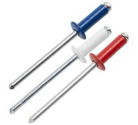 AERZETIX - Lot de 48 Rivets aveugles Ø4x12 mm à tête plate, RAL 3000 rouge feu, RAL 9010 blanc, RAL 5010 bleu | en aluminium/acier | pour assemblage esthétique et fixation rapide