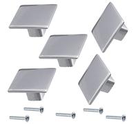 AERZETIX - Lot de 5 Boutons Carrés pour Porte de Meuble 38x38x21 mm - Poignée Armoire Placard Tiroir Décoration Intérieur Cuisine Salon - en Métal - Finition Chromé - C41441