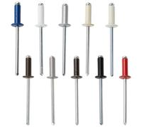 AERZETIX - Lot de 50 Rivets aveugles Ø4x12 mm à tête plate, 10 couleurs assorties | en aluminium/acier | pour assemblage esthétique et fixation rapide