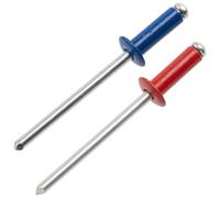 AERZETIX - Lot de 50 Rivets aveugles Ø4x12 mm à tête plate, RAL 3000 rouge feu et RAL 5010 bleu | en aluminium/acier | pour assemblage esthétique et fixation rapide