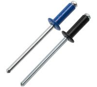 AERZETIX - Lot de 50 Rivets aveugles Ø4x12 mm à tête plate, RAL 9005 noir et RAL 5010 bleu | en aluminium/acier | pour assemblage esthétique et fixation rapide