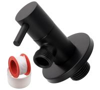 AERZETIX - Robinet d'Arrêt Équerre 1/2"x3/8" - en Laiton - Finition Noircie - avec Rosace et Joint PTFE - Vanne Eau Potable Sanitaire - Raccord Lavabo Salle de Bain Cuisine