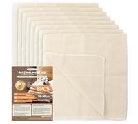Aerzouser 8 PCS Etamine Alimentaire，100% Coton non Blanchi，50 x 50 cm Mousseline Alimentaire，Gaze Alimentaire，Etamine Fromage，Pour lait de Noix, jus, Fromage, Yaourt et Autres Aliments (8PC)