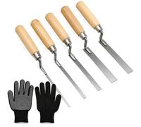 AeSiliFlex Lot de 5 truelles de pointage en acier inoxydable avec gants, 6/8/10/12/15 mm, outils de pointage des doigts pour la réparation de briques, joints de mortier, joints, maçonnerie et