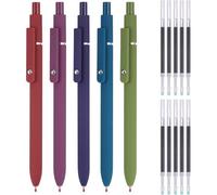 Aesthetic Ballpoint Pens, 5 X Gel Ink Rollerball Pens With 10 Extra Refills, 0.5 Mm Rollerball Pens, Black Liquid Ink Rollerball Pen For School, Home, Office (B)