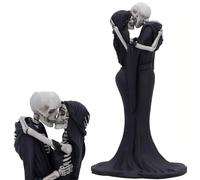 AESZITTEW Figurines de Couple, Squelette Couple Embrasser Figurine de Bureau Ornement décoratif Halloween crâne résine Gothique Statues pour la décoration de la Maison