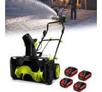 AETEREOS Déneigeuse Électrique avec Lumières, Lame 50cm, 3500W, Distance de Jet de Neige 7.6 m, Goulotte d'Éjection Réglable, Souffleuse à Neige sans Fil 4-Battery