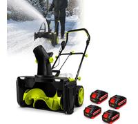 AETEREOS Fraise à Neige Électrique avec 2 Lampes LED, 220 V 3500 W, Distance de Jet de Neige 7.6 M, Canal d'Éjection Rotatif à 180°, Largeur de Travail 50 Cm 4-Battery