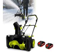 AETEREOS Fraise à Neige Électrique avec 2 Lampes LED, 220 V 3500 W, Distance de Jet de Neige 7.6 M, Canal d'Éjection Rotatif à 180°, Largeur de Travail 50 Cm 2-Battery
