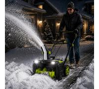 AETEREOS Fraise à Neige sans Fil, Chasse-Neige sans Fil y Compris Batterie + Chargeur, Largeur de Travail 50 cm, portée d'éjection 7.6 m, Feux Avant LED, légère et maniable 2-Battery