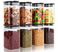 Aevcvok 8 Bocal en Verre avec Couvercle, 550ml - Carré & Hermétique & Facile à Ouvrir | Bocaux de Rangement Cuisine | Pot en Verre pour Pâtes, Céréales, Cornflakes, Haricots
