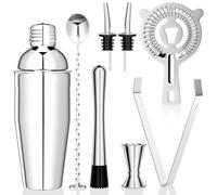 Aevorine 750ML Shaker Cocktail, 8 Pièces INOX Shaker Vinaigrette, Professionnel kit pour Barman, avec crépine, Jigger, cuillère, verseur, pour mélanger des Boissons, Home, Bar, Party (Argent)
