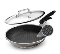 AEWHALE Poêle électrique Inox 30 cm | Poignée y Termostato Desmontables, Revêtement Céramique Sans PFAS, 1500 W, Compatible Lave-Vaisselle et Four