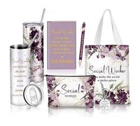 Afarnook Lot de 6 cadeaux de Noël pour travailleurs sociaux comprenant un gobelet de 591 ml en toile, un carnet de notes, un stylo indispensable pour les travailleurs sociaux BSW, Msw, Dsw, Lcsw