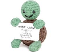 AFBTCQMB Cadeaux de Tortue positifs Amusants, Tortue au Crochet en français avec Carte Positive, Cadeaux Inspirants pour Les Anniversaires des Femmes et des Hommes, Cadeau de Motivation émotionnelle