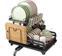 Afdruiprek avec surface d'écoulement - Egouttoir à vaisselle pliable 2 couches - Egouttoir à vaisselle en métal - Support pour planche à découper - Egouttoir à vaisselle pour la cuisine - Egouttoir à 