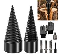 Afenau Foret de Fendage de Bois, 32mm+ 42mm Fendeur de Bûches Électrique | Foret à Bois de Chauffage pour Fendeuse de Bois avec 5 Poignées, Fendeuse de Buches Électrique pour Perceuse Électrique