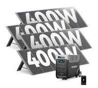AFERIY Générateur Solaire 3600W avec 4x Panneau Solaire Portable 400W, Batterie LiFePO4 Portable 3840Wh, 220V-240V, Panneau Solaire Pliable 400W avec USB, IP65, pour Camping, Voyage, Pannes de Courant