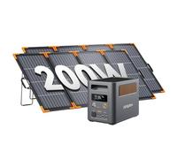 AFERIY P180 Pro Station Électrique Portable 1800W 1024Wh avec 2x200W Panneau Solaire Type N, Batterie Extensible 5120Wh, Recharge 0-80% en 36Min, Générateur Solaire pour Camping, Camping-car, Maison