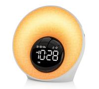 AFEXOA Réveil Simulateur d'Aube, Reveil Lumineux avec 2 Alarmes, 7 Sonneries/30 Sons Naturels/Snooze/Minuterie, Reveil Matin Lampe de Chevet avec 8 Couleurs Veilleuse, Cadeaux pour Enfants Ado Adultes