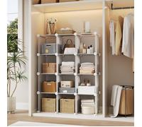 AFF MEUBLE ETAGERE-12 Casiers Meuble de rangement modulaire-Bibliothèque DIY Empilable en PVC-Étagère de rangement modulabl,blanc