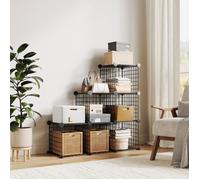 AFF MEUBLE ETAGERE-Étagère de rangement en grille métallique,Range-étagère 6 casiers PVC,Étagère de rangement modulable,noir