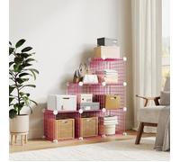 AFF MEUBLE ETAGERE-Étagère de rangement en grille métallique,Range-étagère 6 casiers PVC,Étagère de rangement modulable,rose