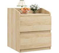 AFF Table de Chevet avec 2 Grands Tiroirs,Table de Nuit en Bois,Meuble de Rangement pour Chambre,Style Scandinave,Couleur Chêne
