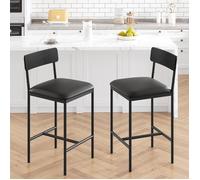 AFF TABOURET DE BAR-Lot de 2 chaises de bar,Chaise de bar,Tabouret haut,dossier X,repose-pieds,pour cuisine îlot bar,noir