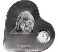 Affenpinscher - horloge en cristal avec photo de chien, étagère en forme de cœur avec horloge, horloge sur pied personnalisée de la marque Art-Dog