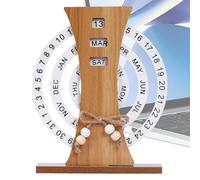 Affichage de la date de bureau en bois - Organiseur de calendrier perpétuel, suivi de la semaine | Calendrier de bureau compact avec design élégant pour bureau, maison, anniversaire, vacances, rappel