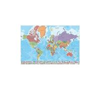 Affiche Carte Du Monde Physique Politique Italien