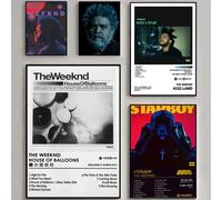 Affiche d'album de musique Star t-the Weeknd, autocollant mural HD étanche, décor esthétique auto-adhésif pour la maison et le salon Noir2