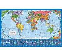 Affiche de la carte du monde Equal Earth - la conception de la carte montre les continents à leur véritable taille relative. (PLASTIFIÉE, 45,7 x 73,7 cm)