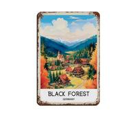 Affiche de voyage rétro Forêt-Noire Allemagne, plaque métallique vintage, pub, club, café, bar, décoration murale, style rétro, 20 x 30 cm
