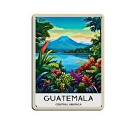 Affiche de voyage rétro Guatemala Amérique centrale, plaque métallique vintage, pub, club, café, bar, décoration murale, style rétro, 30 x 40 cm