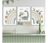 Affiche Dinosaure Chambre Enfant 50X70CM Poster Arc en Ciel Chambre Garçon Tableau Decoration Murale Bebe Toile Murale sans Cadre