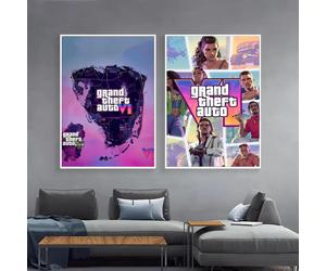 Affiche en papier du jeu populaire G-Gta 6, impression décorative pour la maison, salon, chambre, entrée, bar, café, peinture artistique. White06