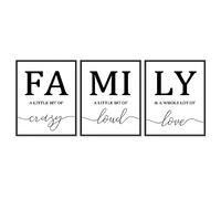 Affiche famille Art mural noir et blanc pour le salon, 11x14 Pouces Impression sur toile sans cadre Un groupe de 3, Cuisine Wall Art poster couloir Art Déco Print